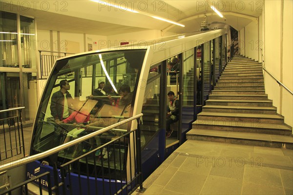 Floibanen funicular railway train carriage, Bergen, Norway, Europe