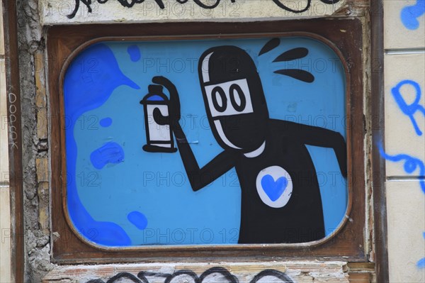 Graffiti spray paint can image city of Valencia, Spain, Europe