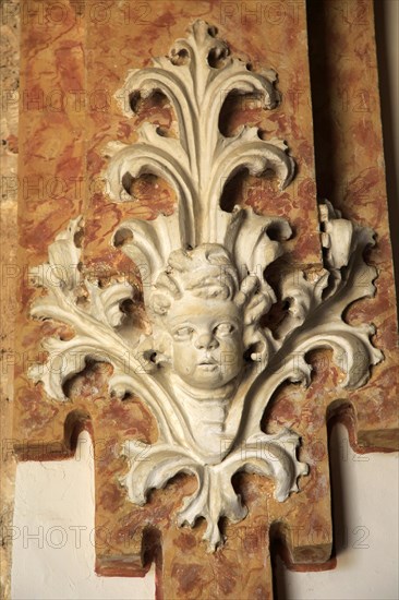 Plaster cherub figure Cistercian Monastery of Saint Mary of Valldigna, Simat de la Valldigna,