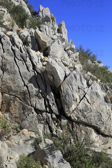 Joints and bedding planes in weathered carboniferous rock, near Tarbena, Marina Alta, Alicante