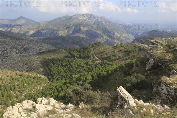 Carboniferous limestone karst scenery, near Benimaurell, Vall de Laguar, Marina Alta, Alicante
