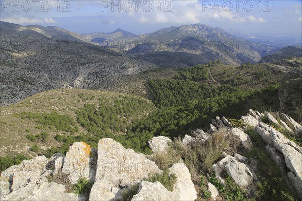 Carboniferous limestone karst scenery, near Benimaurell, Vall de Laguar, Marina Alta, Alicante