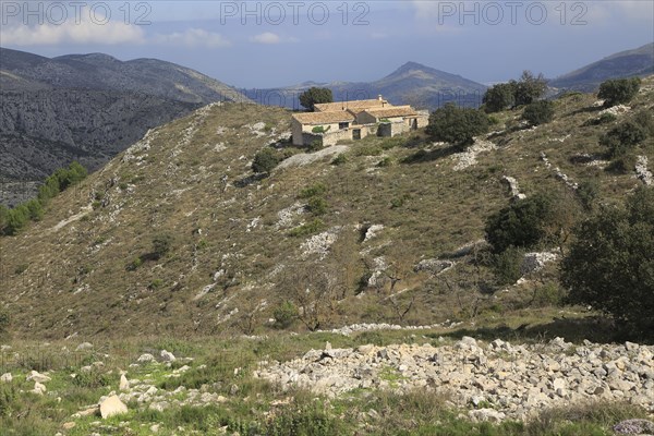 Farmhouse in Carboniferous limestone landscape, near Benimaurell, Vall de Laguar, Marina Alta,