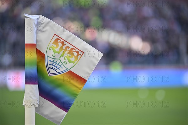 Corner flag, Logo, VfB Stuttgart, LGBTQ Lesbian, Gay, Bisexual, Transgender and Queer, MHPArena,