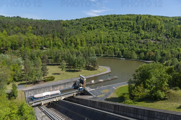 Boat lift on the Rhine-Marne Canal, Saint-Louis, Arzviller, Lorraine, France, Europe