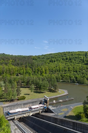 Boat lift on the Rhine-Marne Canal, Saint-Louis, Arzviller, Lorraine, France, Europe