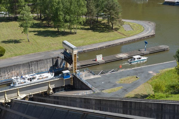 Boat lift on the Rhine-Marne Canal, Saint-Louis, Arzviller, Lorraine, France, Europe