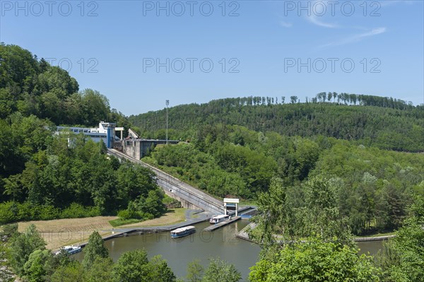 Boat lift on the Rhine-Marne Canal, Saint-Louis, Arzviller, Lorraine, France, Europe