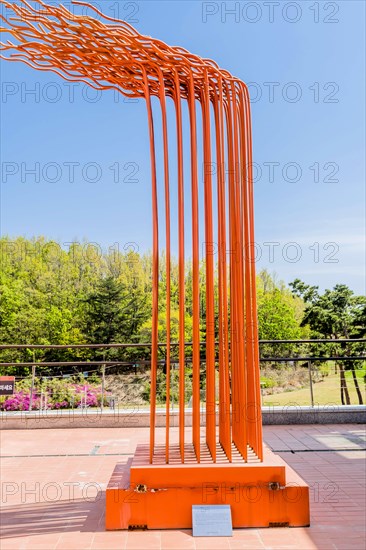 Sculpture: Peace Blew 12 Years Ago, by Cha Joo Man, at DMZ Peace Park in Goseong, South Korea, Asia