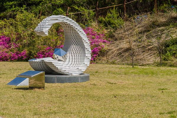 Artwork commemorating Inter-Korean Joint Declaration at DMZ Unification Park in Goseong, South