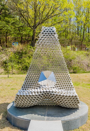 Artwork commemorating Inter-Korean Joint Declaration at DMZ Unification Park in Goseong, South