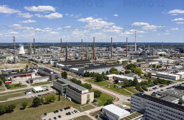 Aerial view of PCK Raffinerie GmbH in Schwedt. The refinery could be converted to produce