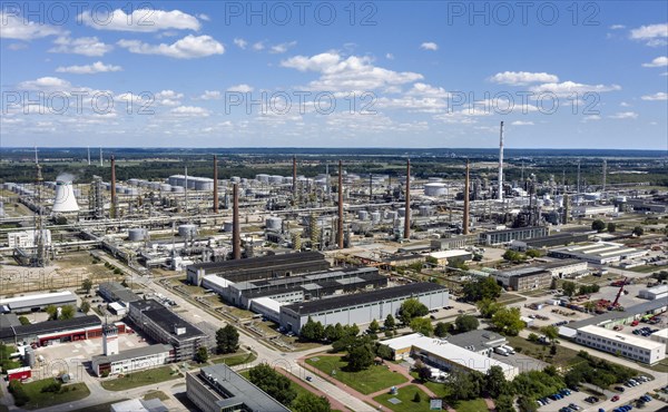Aerial view of PCK Raffinerie GmbH in Schwedt. The refinery could be converted to produce