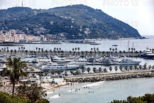 Beach and marina in Porto Maurizion, Imperia, 01.06.2022