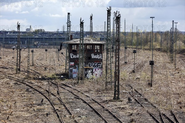 Former signal box in a disused marshalling yard, Dortmund, 10.04.2022