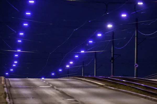 Modern LED lights developed for this project shine like blue pearls on a long string. The 'Blue