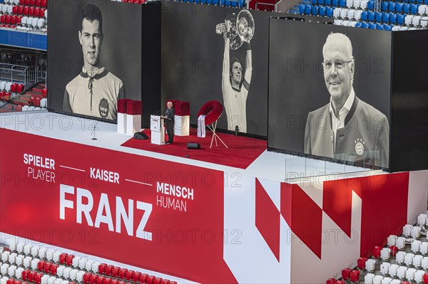 Federal President Frank Walter Steinmeier speaks to the mourners, FC Bayern Munich funeral service