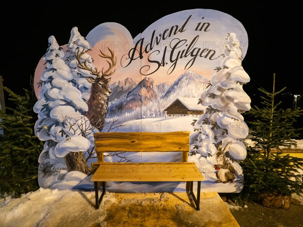 Advertising board, Advent in St. Gilgen, Advent at Lake Wolfgangsee, St. Gilgen am Wolfgangsee,