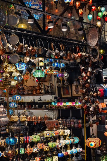 Mosaic lamps, Grand Bazaar, Istanbul, Turkey, Asia