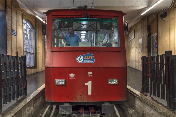 Vehicle of the funicular funicolare Zecca Righi to the Righi panoramic point, connection between