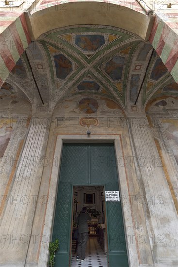 Entrance portal of the church of San Pietro ion Banchi, consecrated in 1585, Piazza Banchi Genoa,