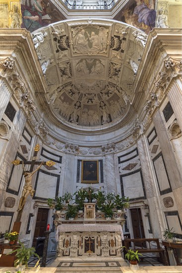 Chancel of the church of San Pietro ion Banchi, consecrated in 1585, Piazza Banchi Genoa, Italy,