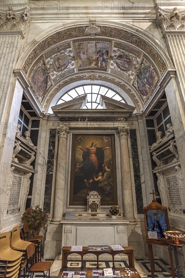 Veneration of the Virgin Mary in the side altar of the church of San Pietro ion Banchi, consecrated