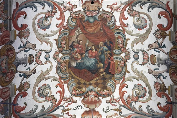 Interior view, ceiling painting, church, Igreja da Misericordia, Ursulinas, Viana do Castelo,