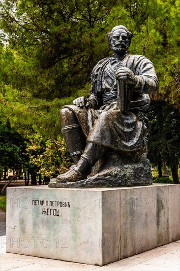 Statue of Petar II Petrovic Njegos, prince-bishop of Montenegro and one of the most important poets