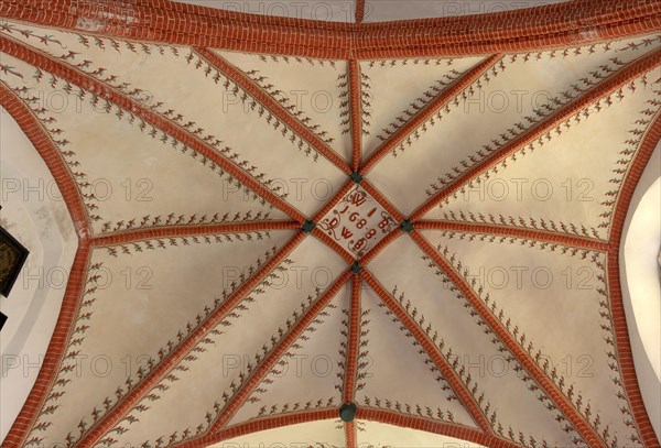 Ceiling of the Protestant Reformed Church in Krummhörn-Hinte, Germany, Europe
