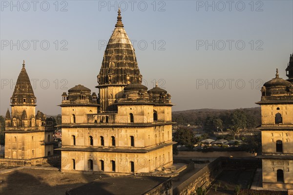 Chhatris or cenotaphs of the Bundela Kings of Orchha, marking the cremation sites on the bank of