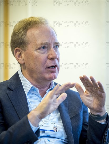 Brad Smith, President and Vice Chairman of Microsoft, pictured during the World Economic Forum in