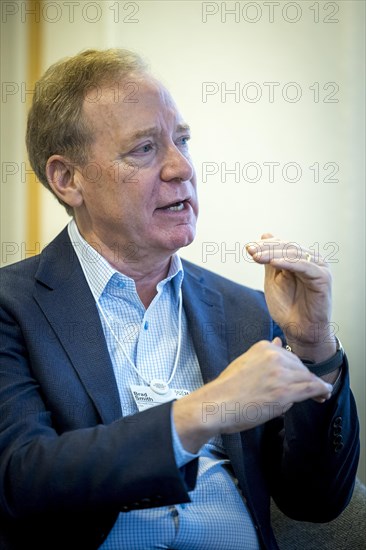 Brad Smith, President and Vice Chairman of Microsoft, pictured during the World Economic Forum in