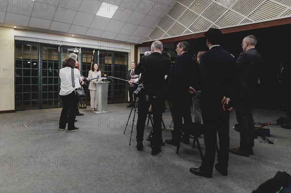 Annalena Bärbock (Alliance 90/The Greens), Federal Foreign Minister, speaks to the media,