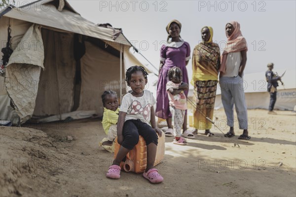 Family in the Gorom refugee settlement southwest of Juba, 26.01.2024. / Photographed on behalf of
