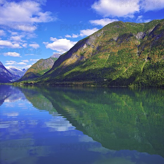 Fjaerlandfjord in the Sogn district, Norway, Europe