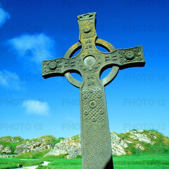 Celtic crosses, island of Iona, western Scotland