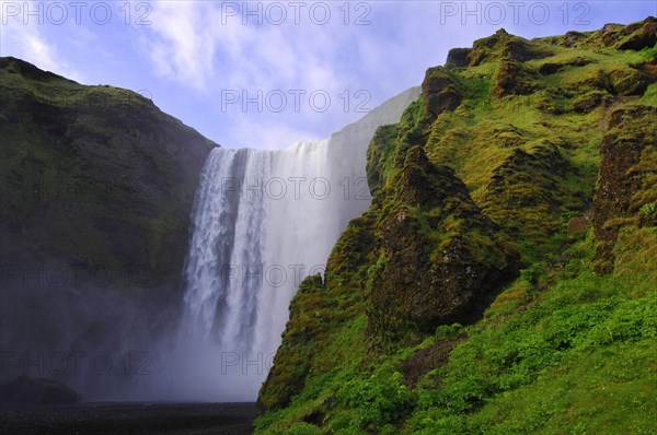Skogafoss, one of the highest waterfalls (60m) in Iceland