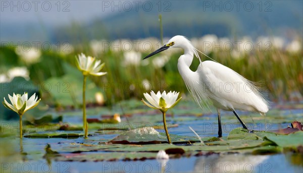 Ai generated, animal, animals, bird, birds, biotope, habitat, a, individual, swims, waters, reeds,