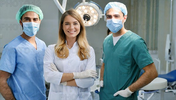 AI generated, RF, woman, woman, man, doctor, medical, medical team, team, 30, years, attractive,