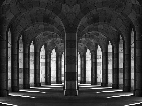 Arcade tour of the Congress Hall, unfinished monumental building of the National Socialists on the