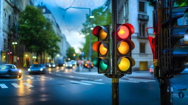 Symbol image for a malfunction at a traffic light, which can also be interpreted politically, AI