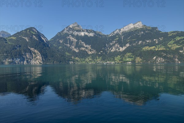 Building on Lake Lucerne with Oberbauen and Niederbauen, Canton Uri, Switzerland, Building, Lake