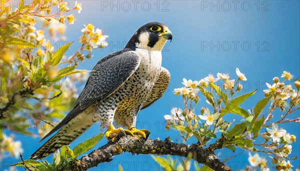 KI generated, animal, animals, bird, birds, biotope, habitat, a, individual, sits, branch, perch,