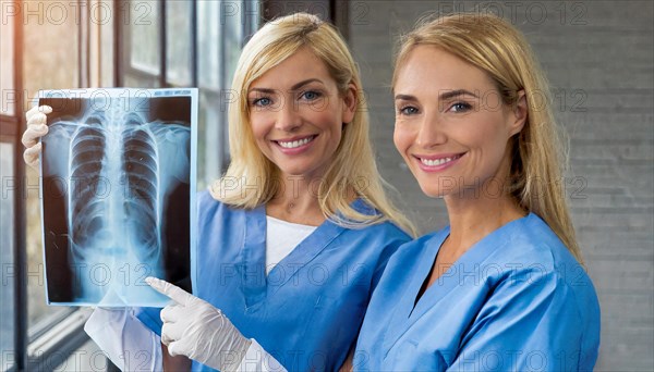 KI generated, RF, woman, woman, two, female, doctor, doctor team, team, 30+, years, attractive,