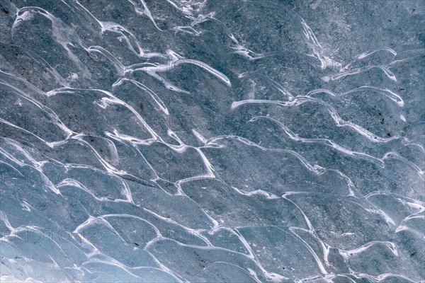 Ice structure of a glacier cave, winter, Morteratsch glacier, Pontresina, Engadin, Grisons,