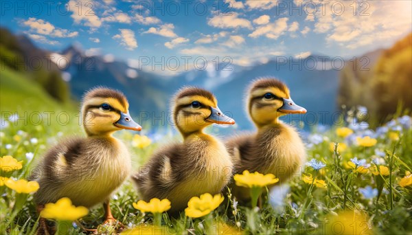 KI generated, animal, animals, bird, birds, biotope, habitat, one, individual, mallards (Anas