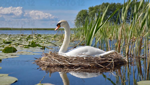 Ai generated, animal, animals, bird, birds, biotope, habitat, a, individual, water, reed, water