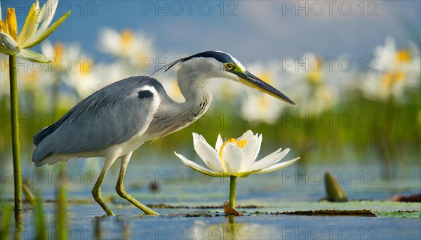 KI generated, animal, animals, bird, birds, biotope, habitat, one, individual, water, reed, winter,