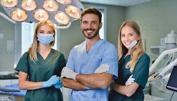 AI generated, RF, woman, woman, man, doctor, doctor team, team, 30, years, attractive, attractive,
